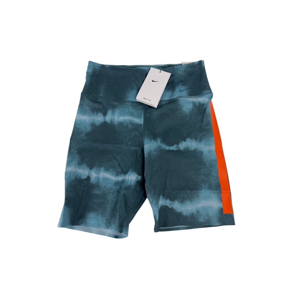 Nike Teal Tie-Dye Athletic Shorts with Orange Side Stripe